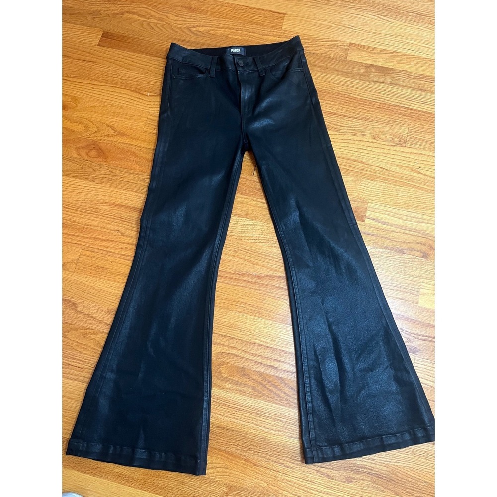 PAIGE Black Flare Wide Leg Jeans
